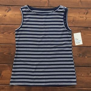Navy/white striped classic women's tank XS petite